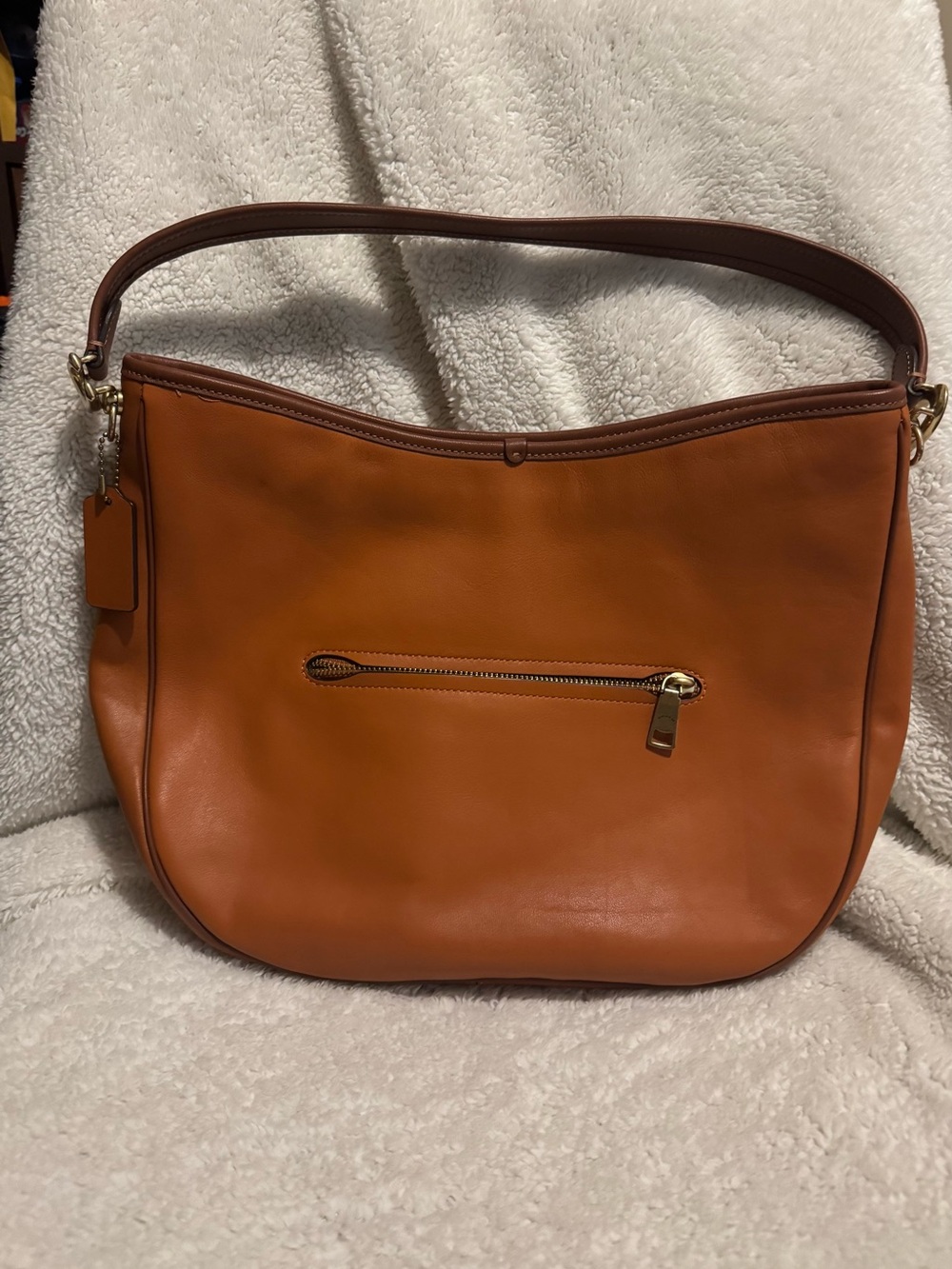 Coach Brown Leather Logo Patch with Yellow Stitching